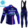 Homme Tenue Cycliste Manches Longues et Collant à Bretelles Hiver Thermal Fleece Fdj Groupama 2023
